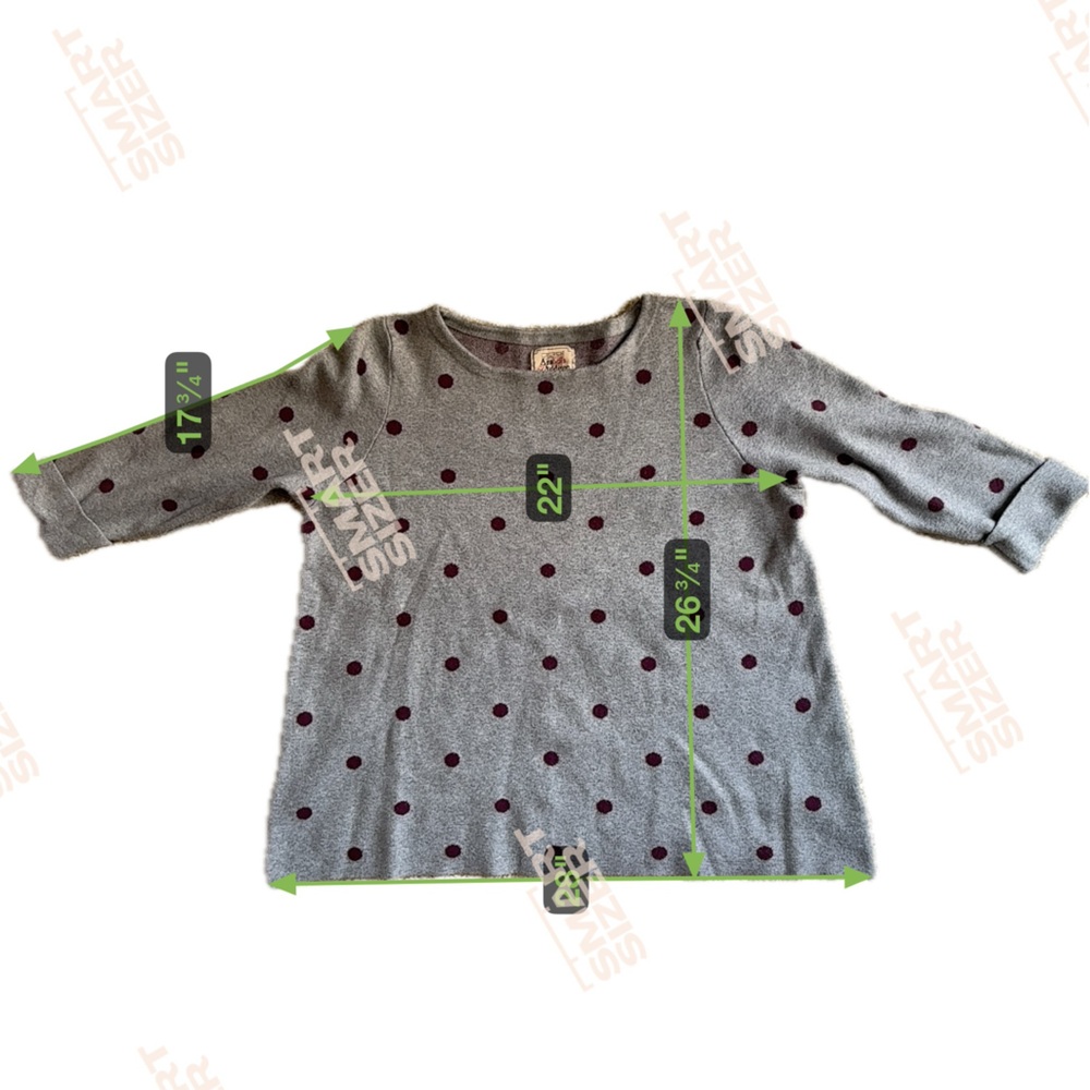 Arabella & Addison Gray Polka Dot Sweater‎ 2X Roll Tab Sleeve 3/4 Length EUC - Picture 2 of 6